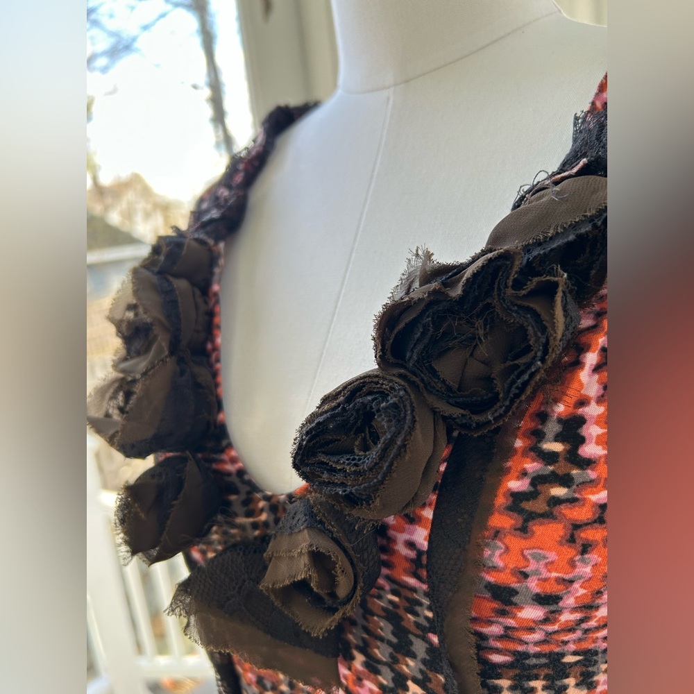 NWOT: Anthropologie One September Brown Multi Color and Lace Tank Top - Picture 2 of 6